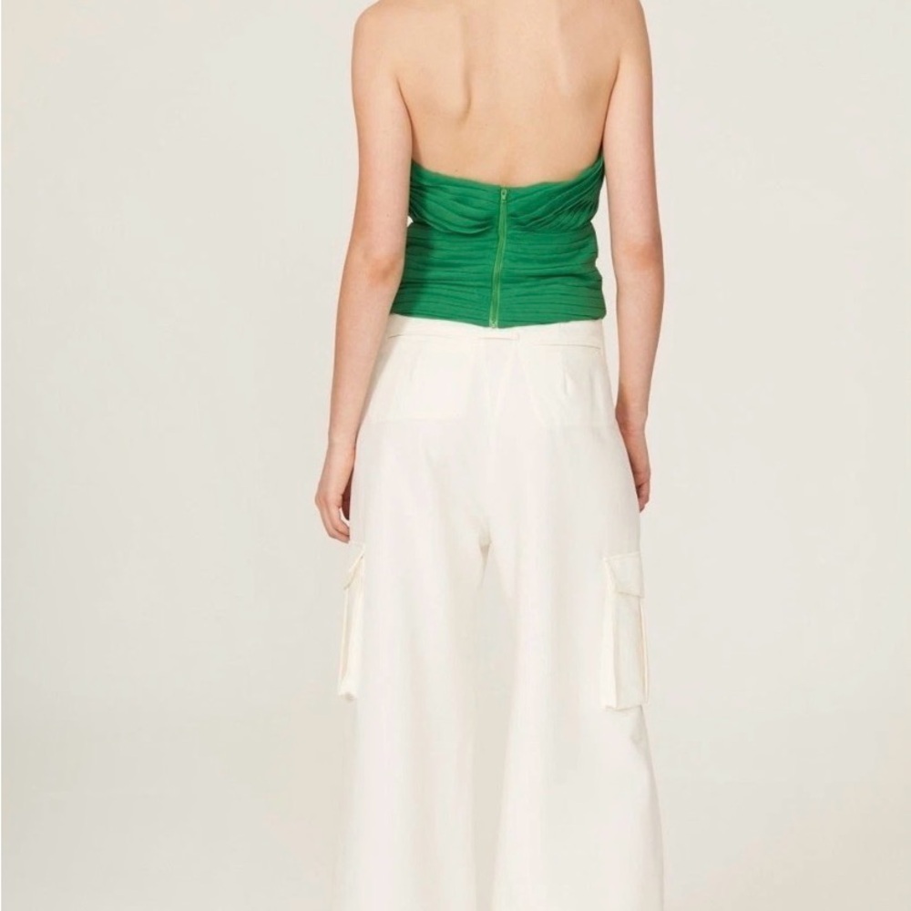 De La Vali Women’s size 2 Green Pareo Twisted Halter Neck Draped Sleeveless Top - Picture 2 of 10